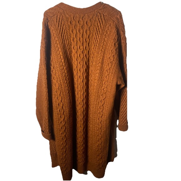 Nili Lotan For Target Cardigan Chunky Cable Sweater Rust Size 1X Wool Blend - Picture 7 of 8